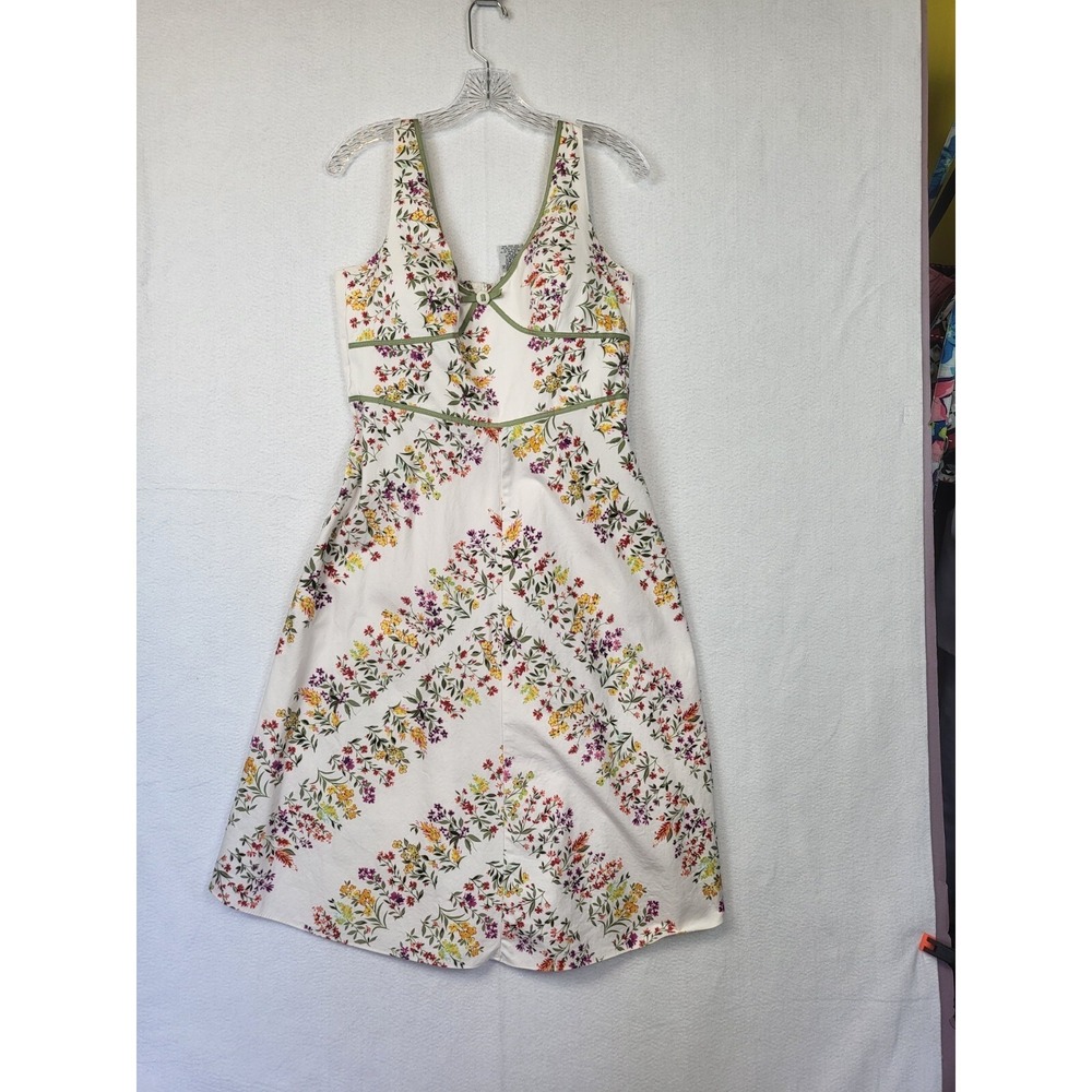 R & K ORIGINALS CREAM FLORAL SLEEVELESS KNEE LENGTH WOMENS DRESS